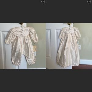 convertible Christening Baptism silk romper gown